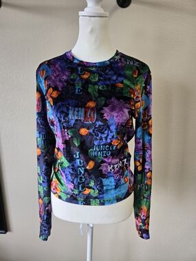 Vintage Kenzo Jungle Mesh Top – Y2K Designer Floral Print (Rare)